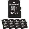 Intenso Scheda microSD Premium Multipack, 5 x 32 GB, Micro SDHC, per smartphone, tablet e fotocamere, impermeabile, a prova di caduta, a prova di raggi X, resistente alle temperature, fino a 90 MB/s