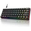 KOORUI Tastiera da gioco, 60% meccanica, 26 RGB, retroilluminata, cablata, layout tedesco, per Windows MacOS Linux, interruttore rosso