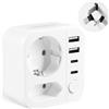 Carehabi Adattatore di viaggio Australia Adattatore Cina Italia con 3 USB A + 1 USB-C, Aadattatore di viaggio per Nuova Zelanda, Argentina, Adattatore Australia
