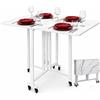 Shally Dogan Tavolo Pieghevole Pranzo Scrivania Multiuso con Ruote Effetto Marmo 100x80x75cm