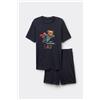 Tezenis Pigiama Corto Cotone Stampa Superhero Uomo Nero