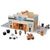 Janod - Il mio Primo Garage per Auto in Legno Bambini dai 2 Anni in su - 2 Livelli, Officina Meccanica + autolavaggio - 15 Accessori Inclusi - dai 2 Anni