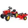 FALK - Tracteur a pedales Supercharger rouge avec capot ouvrant et remorque