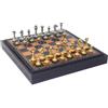 Italfama Set Scacchi E Dama In Ottone Italiano, Oro Argento, Base In Pelle