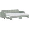 vidaXL Letto da giorno allungabile con materassi grigio chiaro 80x200 cm in velluto