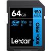 Lexar Scheda LEXAR SDXC 800x PRO Blue Series 64GB UHS-1 V30 - Lettura 150