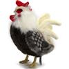 Hansa Hahn di 30 cm, gallo, uccello, pollame, grigio e bianco, decorazione realistica, peluche