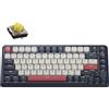 Keychron Tastiera meccanica wireless Keychron J1, compatibile con QMK, 2.4 GHz e Bluetooth - Blu scuro / Retroilluminazione RGB (con switch intercambiabili) / Layout "Banana"