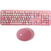 Gistuch Set tastiera e mouse wireless da 2,4 GHz, 104 tasti, per computer desktop, design carino (colore rosa mélange)