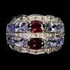 Egemdiamond 925 Anello Argento Sterling Ovale Rodolite Zaffiro Tanzanite No USA Import Tasse