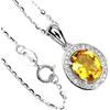 egemdiamond Collana In Argento Sterling 925 Con Citrino Giallo Ovale 9x7mm E Cz Simulato 18