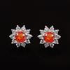 Orecchini Topazio Zaffiro Arancione in Argento 925 6x6 mm Bordi a Griffe