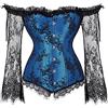 jutrisujo corsetto sexy bustino bianco sposa pizzo elegante donna Manica lunga burlesque halloween