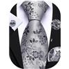 Barry.Wang Cravatta floreale con fiore spilla da uomo in seta cravatta tascabile gemelli quadrati set formale festa di nozze affari
