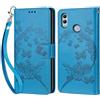 KENHONER Custodia per Huawei P Smart 2019 / Honor 10 Lite Cover, Blu | Portafoglio in Pelle PU Retro, Antiurto Flip, Slot per Schede, Funzione Stand, Chiusura Magnetica