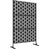 Outsunny Pannello brise vue decorativo paravento esterno a motivo geometrico traforato in metallo - 122 x 45 x 198 cm, nero