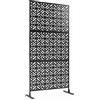 Outsunny Pannello frangivista decorativo da esterno Claustra decorativo giardino 3 pannelli a motivo geometrico metallo 92x40x192cm Nero | Aosom Italy