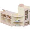 AIYAPLAY Supermercato Giocattolo Legno con Cassa Distributore Automatico 3 Scaffali Aperti 4 Scomparti Rosa | Aosom Italy