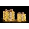 Bizzotto Set 2 Pacchi Regalo Zoe Oro con Micro LED Classic 30x30x36 e 40x40x47 cm Decorazioni Natalizie Luminose