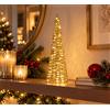 Bizzotto Cono di Natale Kinsey 20 MicroLed a Batteria IP20 H 40 Cm D 12 Cm Classic Oro