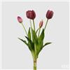 EDG Enzo De Gasperi Bouquet di 5 Tulipani Chiusi Gomma H 40 Cm Viola