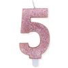 Big Party Candelina Numero 5 Cera Sweety Rose Gold Glitter