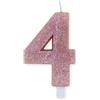 Big Party Candelina Numero 4 Cera Sweety Rose Gold Glitter