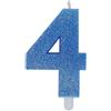 Big Party Candelina Numero 4 Cera Sweety Celeste Glitter