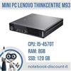 Tiny Mini PC Lenovo ThinkCentre M93 Tiny Cpu i5-4570T Ram 8Gb DDR3 SSD 120Gb Win11P