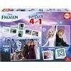 Educa - Frozen Il Regno di Ghiaccio Superpack 4 in 1 | 2 Puzzle 25 e 50 Pezzi, Domino 28 Tessere, Memory 28 Carte | Licenza Disney ufficiale | Dai 3 anni (19737)
