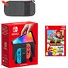 Pacchetto Nintendo Switch - Modello OLED (blu neon/rosso neon) Mario vs. Donkey Kong