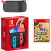 Nintendo Switch - Modello OLED (blu neon/rosso neon) New Super Mario Bros. U Deluxe Pack