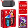 Nintendo Switch - Modello OLED (blu neon/rosso neon) Pokémon Violetto + Nintendo Switch Online 3 mesi individuale Pack