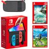 Nintendo Switch - Modello OLED (blu neon/rosso neon) The Legend of Zelda: Tears of the Kingdom + The Legend of Zelda: Breath of the Wild Pack