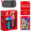 Nintendo Switch - Modello OLED (blu neon/rosso neon) + Splatoon 3 + Nintendo Switch Online 3 mesi individuale Pack