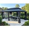 PURPLE LEAF Gazebo da giardino esterno, 6 x 3,65 m, gazebo da giardino, con zanzariera e tende, in alluminio, a doppio tetto, in acciaio zincato, gazebo da campeggio, impermeabile, per terrazza,