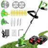 Gompuy Decespugliatore a batteria, tosaerba elettrico, decespugliatore elettrico con lama di metallo, tagliabordi a batteria con 2 batterie da 24 V 2000 mAh, manico retrattile e rotazione della testa