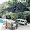 PURPLE LEAF Ombrellone da Giardino 3 x 3 m, Protezione UPF 50+, Asta in Alluminio Sospesa Color Champagne, Ombrellone da Esterno, Rotazione a 360°e 5 Inclinazioni, Terrazze, Piscine, Grigio