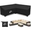 Kipiea Coperture per mobili da giardino a forma di V Impermeabili, Copertura per divano angolare da esterno 420D Tessuto Oxford Antivento, Anti-UV, Resistenti agli Strappi - ( 292x292x85x78/61cm)