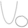 Generico Set Collana e Bracciale Argento S925 Unisex 50 cm + 20 cm Diverse Maglie