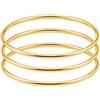 Kritz Set di 3 Bracciali Rigidi da Donna in Acciaio Inossidabile Placcati Oro o Argento, Diametro 6 e 6,5 cm, Sottili, Impilabili - Regalo per Ragazza