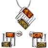 Copal Set Di Gioielli In Ambra Con Argento Sterling Ciondolo Rettangolare