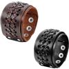 JewelryWe Bracciale Largo Gotico in Pelle Cuoio: Braccialetto da Uomo Punk con Fibbia Regolabile Colore Nero Marrone