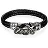 JewelryWe - Bracciale Catena Moto Bicicletta in Acciaio Inossidabile e Pelle Intrecciata Catena del Motociclista Punk Rock
