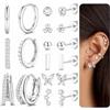 Chriscoco 9 Paia Set Orecchini Donna Argento 925 Piccoli Orecchini Cerchio Oro Anallergici Helix Trago Piercing Orecchio Orecchino Cartilagine Orecchio per Fori Multipli