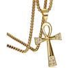 JewelryWe Collana Croce Pendente da Uomo Donna Crocifisso Egiziano Ankh Catena in Acciaio Inox Croce collana d'Oro Argenteo