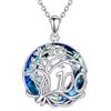 YFN Compleanno Collana in Argento Sterling Albero Della Vita Ciondolo di Cristallo Gioielli Regali per Ragazza Nipote