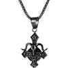 JewelryWe - Collana con Ciondolo a Croce Rovesciata con Caprone di Satana, Collana Gotica in Acciaio Inossidabile Idee Regalo