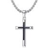 JeweBella Collana Croce Uomo Donna Ciondolo Croce Nera in Argento Sterling 925 con 3MM Largo Catena Veneziana in Acciaio Inossidabile 41-66CM Argento Religioso Regalo Gioielli
