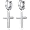 Miaofu Orecchini pendenti a croce Orecchini pendenti a croce in argento sterling alla moda semplici/Orecchini a cerchio a croce/Orecchini a gancio a croce per donna Uomo